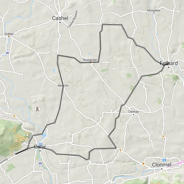 Map miniature of "Loughlohery Adventure" cycling inspiration in Southern, Ireland. Generated by Tarmacs.app cycling route planner