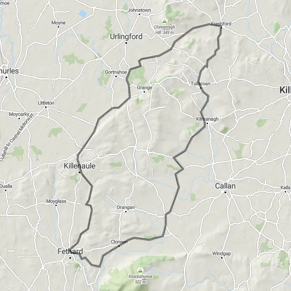 Map miniature of "Kilcooly Loop" cycling inspiration in Southern, Ireland. Generated by Tarmacs.app cycling route planner