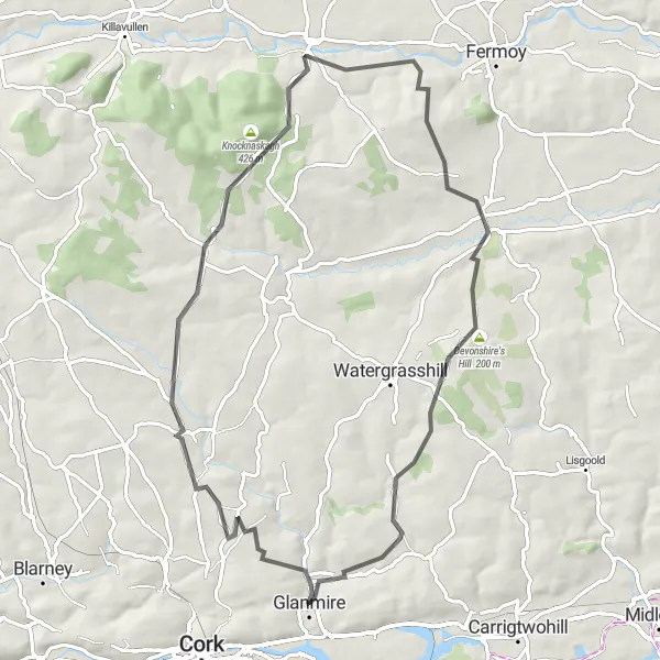 Map miniature of "The Glanmire Loop" cycling inspiration in Southern, Ireland. Generated by Tarmacs.app cycling route planner