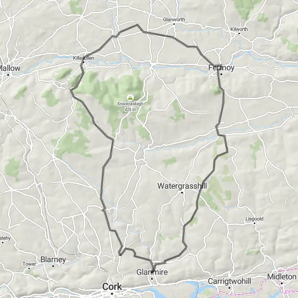 Map miniature of "Carrignavar Circuit" cycling inspiration in Southern, Ireland. Generated by Tarmacs.app cycling route planner
