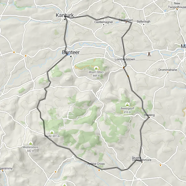 Map miniature of "Seefin Spin" cycling inspiration in Southern, Ireland. Generated by Tarmacs.app cycling route planner