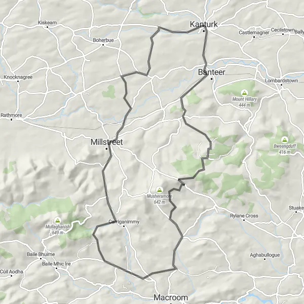 Map miniature of "Millstreet Explorer" cycling inspiration in Southern, Ireland. Generated by Tarmacs.app cycling route planner