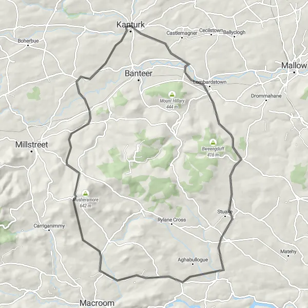 Map miniature of "Buttevant Challenge" cycling inspiration in Southern, Ireland. Generated by Tarmacs.app cycling route planner