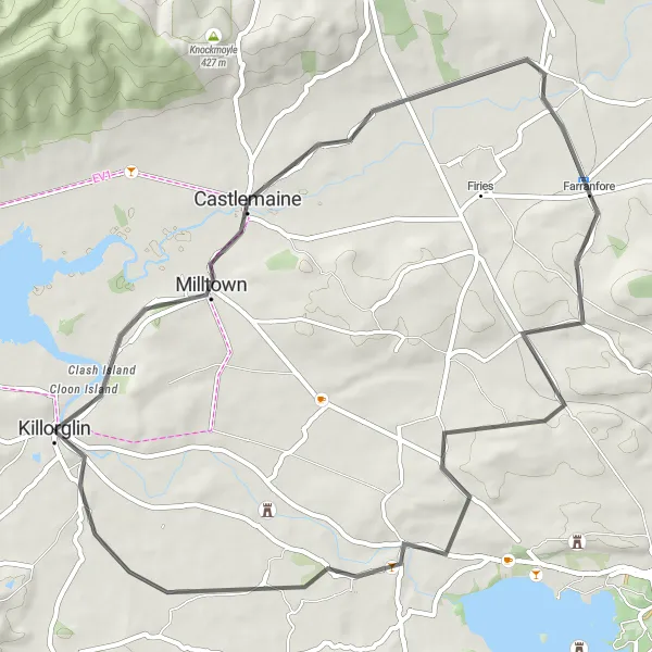 Map miniature of "Castlemaine Beauty Ride" cycling inspiration in Southern, Ireland. Generated by Tarmacs.app cycling route planner