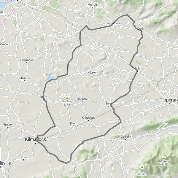 Map miniature of "The Enchanting Countryside" cycling inspiration in Southern, Ireland. Generated by Tarmacs.app cycling route planner