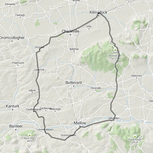 Map miniature of "Ardpatrick to Charleville Loop" cycling inspiration in Southern, Ireland. Generated by Tarmacs.app cycling route planner