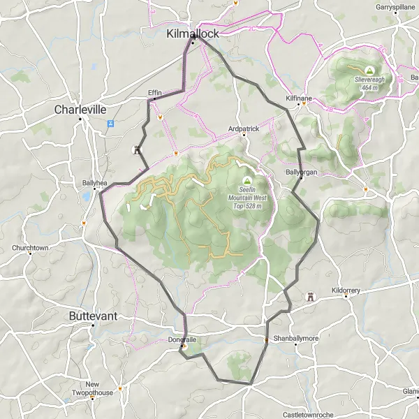 Map miniature of "Keale Mountain Loop" cycling inspiration in Southern, Ireland. Generated by Tarmacs.app cycling route planner