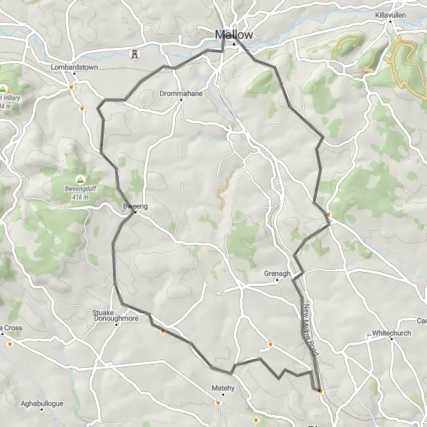 Map miniature of "Mallow Castle, Courtbrack, Bweeng, Mallow Loop" cycling inspiration in Southern, Ireland. Generated by Tarmacs.app cycling route planner