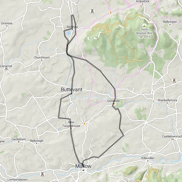 Map miniature of "Buttevant Loop" cycling inspiration in Southern, Ireland. Generated by Tarmacs.app cycling route planner