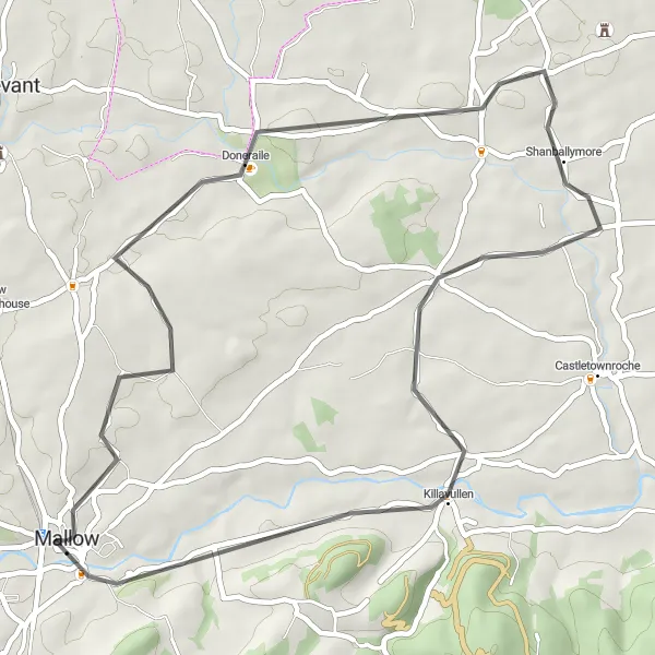 Map miniature of "The Doneraile Loop" cycling inspiration in Southern, Ireland. Generated by Tarmacs.app cycling route planner