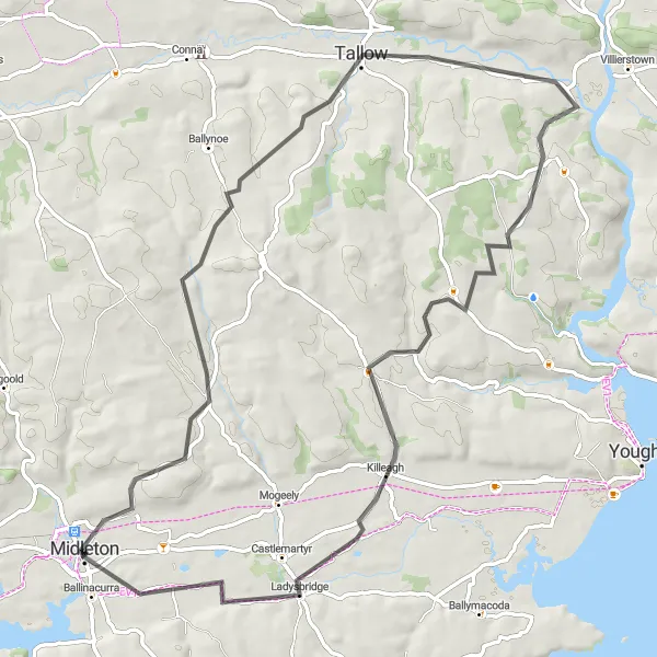 Map miniature of "The Jameson Distillery Loop" cycling inspiration in Southern, Ireland. Generated by Tarmacs.app cycling route planner