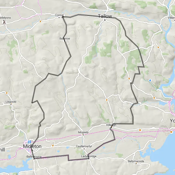 Map miniature of "Midleton and Ballynoe Adventure" cycling inspiration in Southern, Ireland. Generated by Tarmacs.app cycling route planner