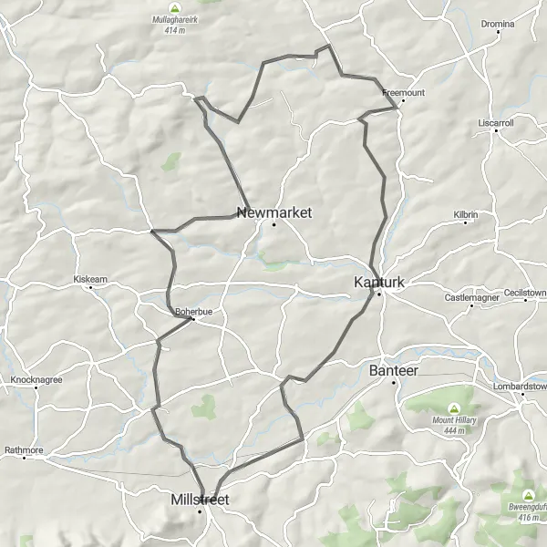 Map miniature of "Boherbue Loop" cycling inspiration in Southern, Ireland. Generated by Tarmacs.app cycling route planner