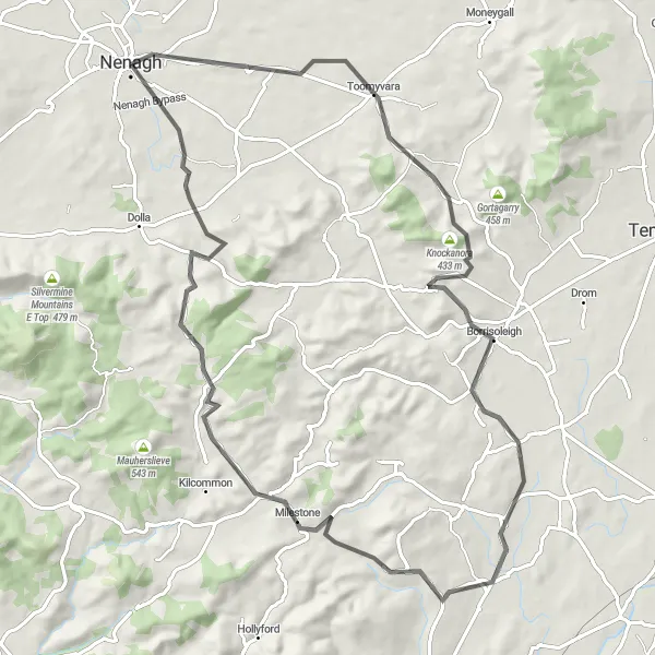 Map miniature of "Toomyvara Loop" cycling inspiration in Southern, Ireland. Generated by Tarmacs.app cycling route planner