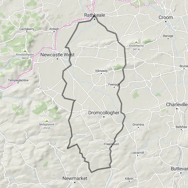 Map miniature of "Ballingarry Circuit" cycling inspiration in Southern, Ireland. Generated by Tarmacs.app cycling route planner