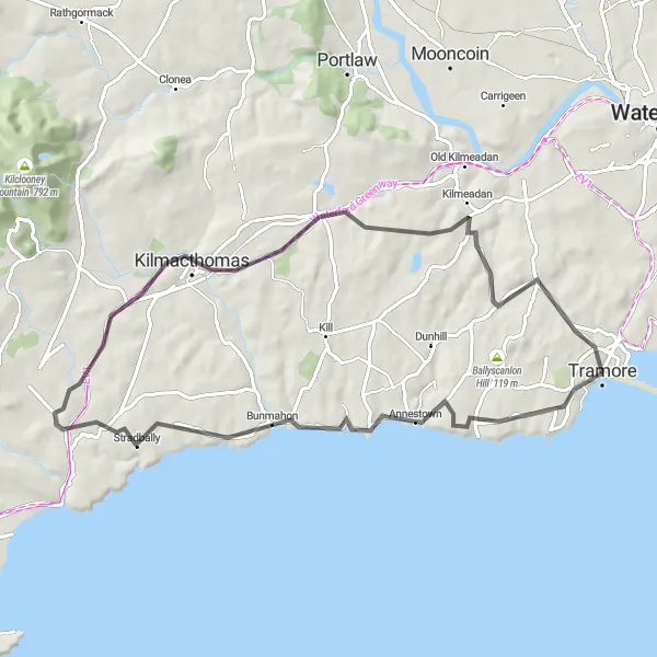 Map miniature of "The Diamond Coast" cycling inspiration in Southern, Ireland. Generated by Tarmacs.app cycling route planner
