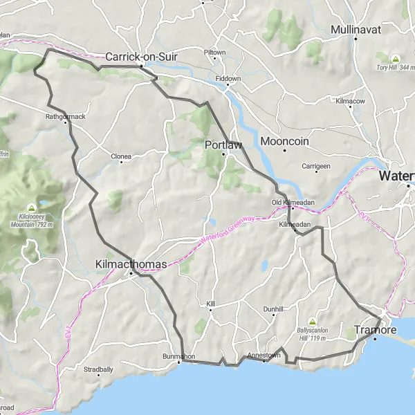 Map miniature of "Historical Route" cycling inspiration in Southern, Ireland. Generated by Tarmacs.app cycling route planner