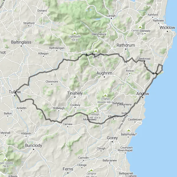 Map miniature of "Scenic Valley Adventure" cycling inspiration in Southern, Ireland. Generated by Tarmacs.app cycling route planner