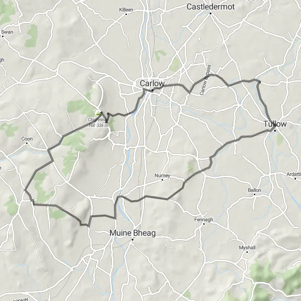 Map miniature of "Clogrennan Hill Circuit" cycling inspiration in Southern, Ireland. Generated by Tarmacs.app cycling route planner