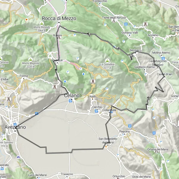 Miniatura della mappa di ispirazione al ciclismo "Giro Panoramico tra Colline e Borghi" nella regione di Abruzzo, Italy. Generata da Tarmacs.app, pianificatore di rotte ciclistiche