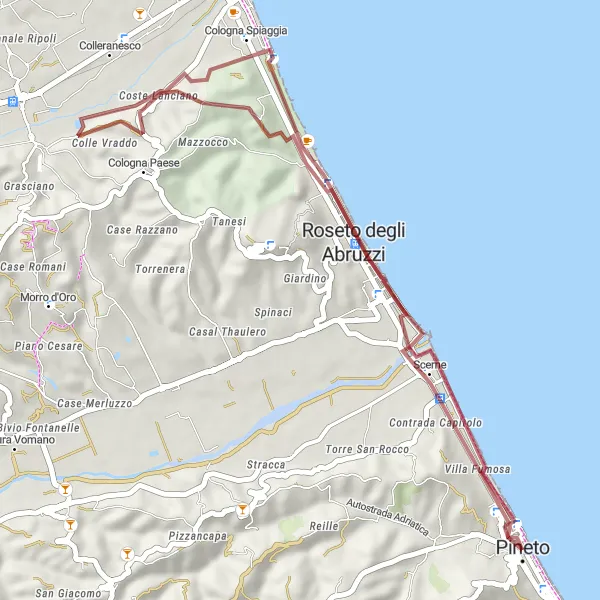 Miniatura mapy "Przejażdżka do Villa Fumosa" - trasy rowerowej w Abruzzo, Italy. Wygenerowane przez planer tras rowerowych Tarmacs.app
