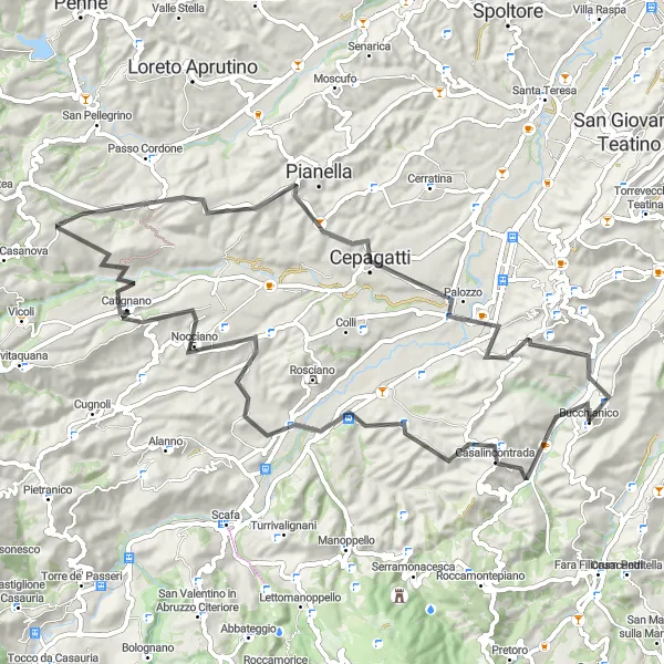 Karten-Miniaturansicht der Radinspiration "Kulinarische Reise von Bucchianico nach Nocciano" in Abruzzo, Italy. Erstellt vom Tarmacs.app-Routenplaner für Radtouren