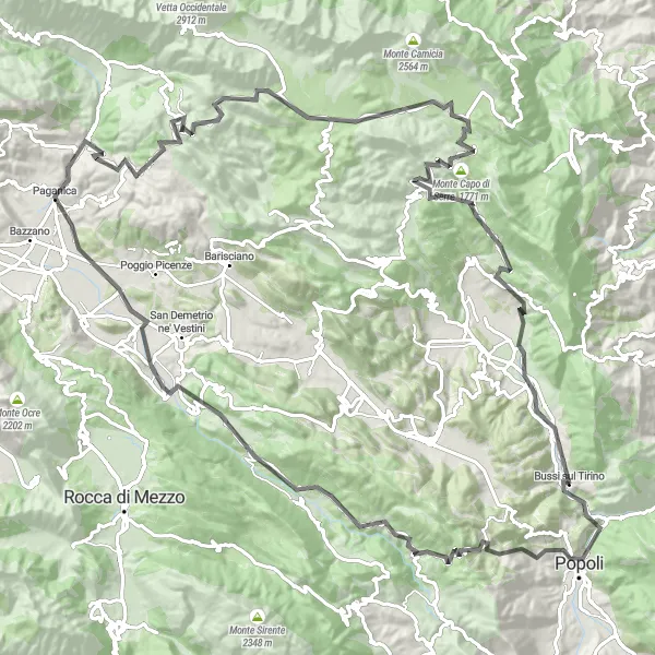 Karten-Miniaturansicht der Radinspiration "Epische Road Cycling Tour durch die Abruzzen-Berge" in Abruzzo, Italy. Erstellt vom Tarmacs.app-Routenplaner für Radtouren