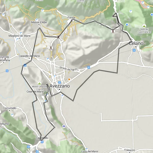 Miniature de la carte de l'inspiration cycliste "Route autour de Monte San Felice" dans la Abruzzo, Italy. Générée par le planificateur d'itinéraire cycliste Tarmacs.app