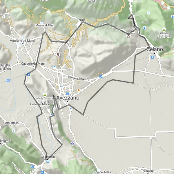 Map miniature of "Enchanting Ride to Monte San Felice" cycling inspiration in Abruzzo, Italy. Generated by Tarmacs.app cycling route planner