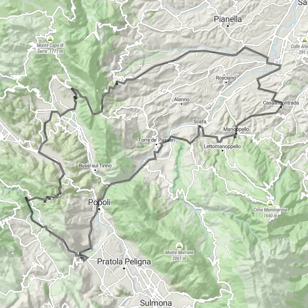 Miniature de la carte de l'inspiration cycliste "L'Épopée des Vallées Abruzziennes" dans la Abruzzo, Italy. Générée par le planificateur d'itinéraire cycliste Tarmacs.app