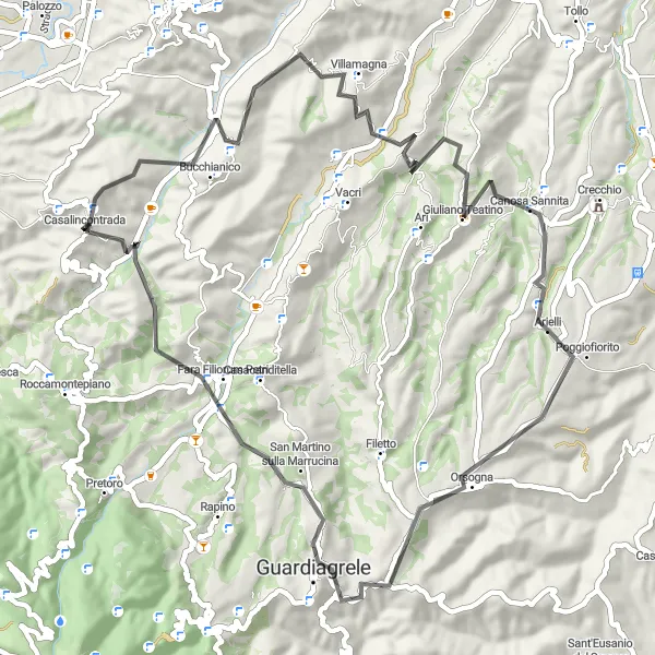 Karten-Miniaturansicht der Radinspiration "Rundtour durch Fara Filiorum Petri" in Abruzzo, Italy. Erstellt vom Tarmacs.app-Routenplaner für Radtouren