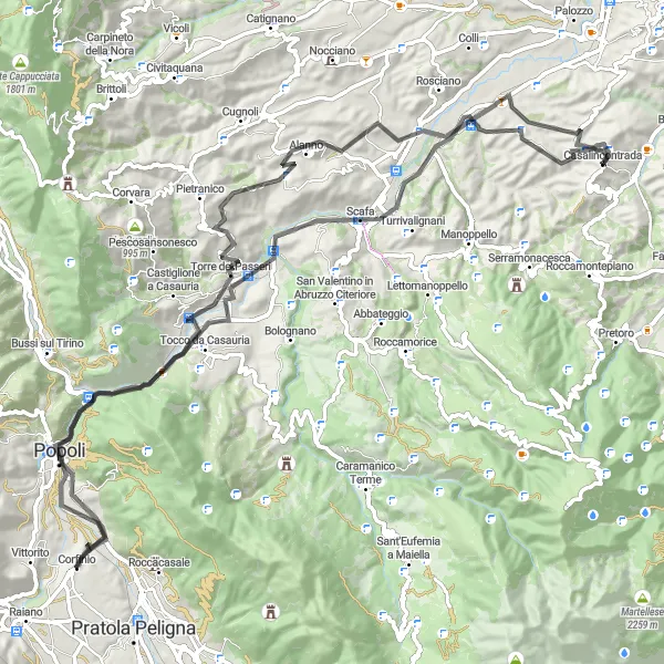Miniatuurkaart van de fietsinspiratie "Toeren rond Casalincontrada" in Abruzzo, Italy. Gemaakt door de Tarmacs.app fietsrouteplanner