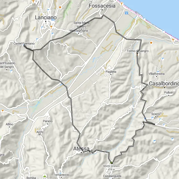 Miniatura mapy "Przejażdżka przez urokliwe Mozaggrogna" - trasy rowerowej w Abruzzo, Italy. Wygenerowane przez planer tras rowerowych Tarmacs.app