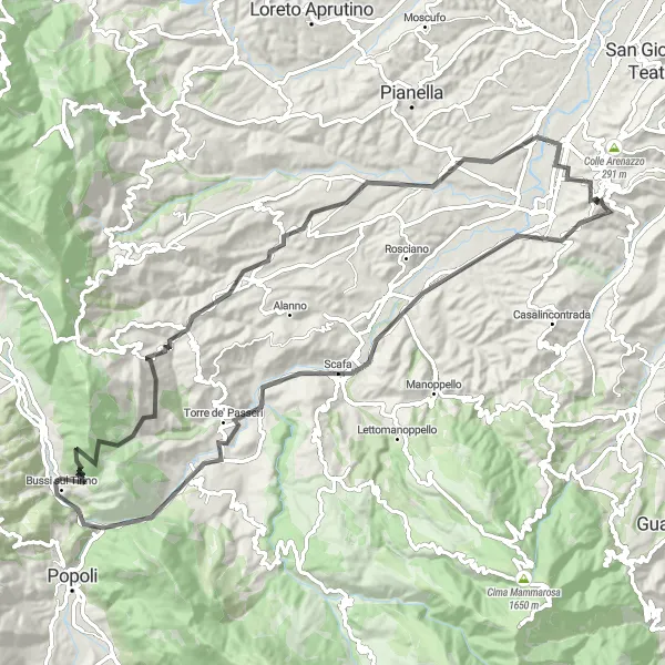 Map miniature of "Mountain Challenge" cycling inspiration in Abruzzo, Italy. Generated by Tarmacs.app cycling route planner