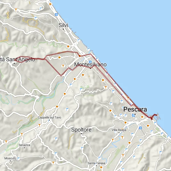 Miniatuurkaart van de fietsinspiratie "Verkenning van Pescara's Achterland" in Abruzzo, Italy. Gemaakt door de Tarmacs.app fietsrouteplanner