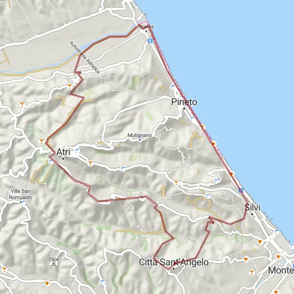 Map miniature of "Sant'Angelo Scenic Gravel Route" cycling inspiration in Abruzzo, Italy. Generated by Tarmacs.app cycling route planner