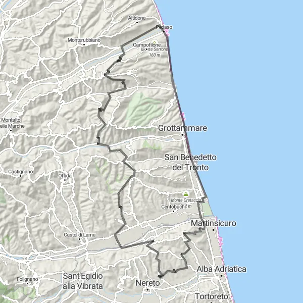 Miniatura mapy "Wędrówka przez malownicze miasta" - trasy rowerowej w Abruzzo, Italy. Wygenerowane przez planer tras rowerowych Tarmacs.app
