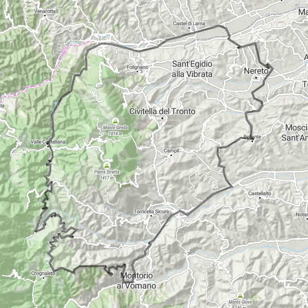 Miniatura mapy "Trasa wzdłuż najpiękniejszych miast Abruzji" - trasy rowerowej w Abruzzo, Italy. Wygenerowane przez planer tras rowerowych Tarmacs.app