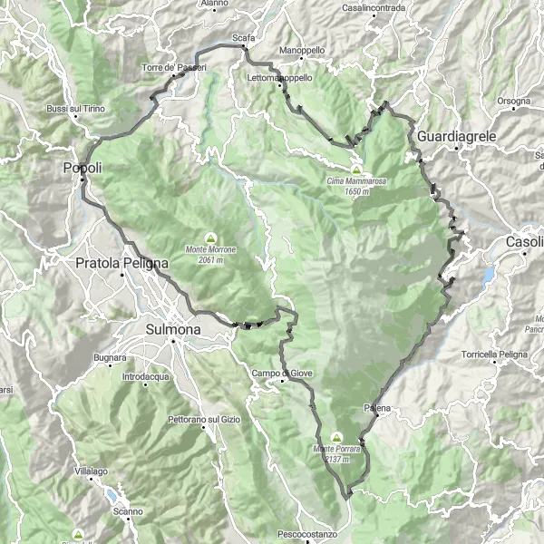 Karten-Miniaturansicht der Radinspiration "Der große Rundweg von Fara San Martino" in Abruzzo, Italy. Erstellt vom Tarmacs.app-Routenplaner für Radtouren