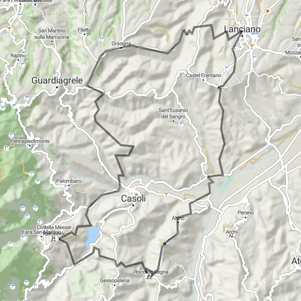 Miniatura mapy "Trasa Road: Lanciano - Civitella Messer Raimondo" - trasy rowerowej w Abruzzo, Italy. Wygenerowane przez planer tras rowerowych Tarmacs.app