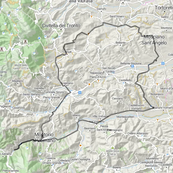 Map miniature of "Rovine Tempio di Ercole: History and Adventure" cycling inspiration in Abruzzo, Italy. Generated by Tarmacs.app cycling route planner