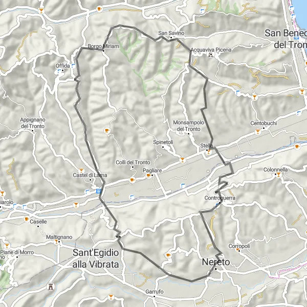 Miniature de la carte de l'inspiration cycliste "Circuit de cyclisme de Torano Nuovo" dans la Abruzzo, Italy. Générée par le planificateur d'itinéraire cycliste Tarmacs.app