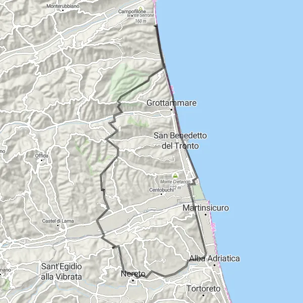 Miniatura mapy "Trasa wzdłuż wybrzeża Adriatyku" - trasy rowerowej w Abruzzo, Italy. Wygenerowane przez planer tras rowerowych Tarmacs.app