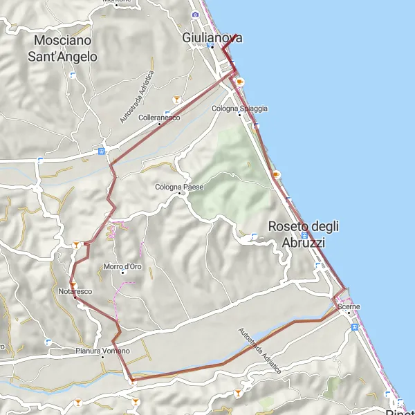 Map miniature of "Colleranesco Loop" cycling inspiration in Abruzzo, Italy. Generated by Tarmacs.app cycling route planner