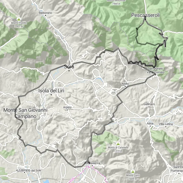 Miniatura mapy "Trasa pod Monte di Togna" - trasy rowerowej w Abruzzo, Italy. Wygenerowane przez planer tras rowerowych Tarmacs.app