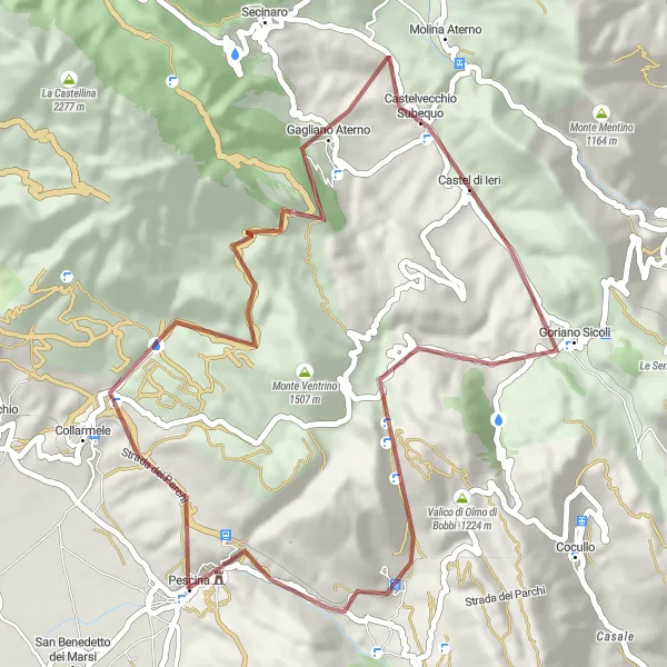 Miniatuurkaart van de fietsinspiratie "Gagliano Aterno Gravelrit" in Abruzzo, Italy. Gemaakt door de Tarmacs.app fietsrouteplanner