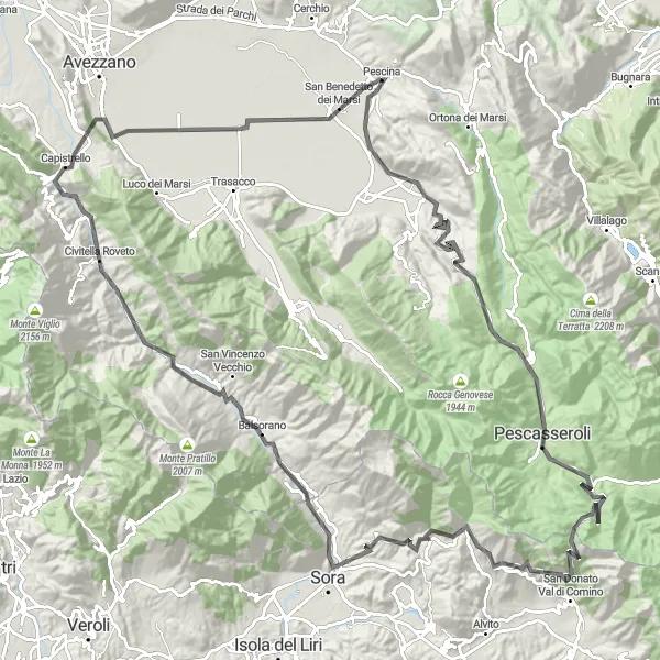 Karten-Miniaturansicht der Radinspiration "Herausforderung in den Abruzzen" in Abruzzo, Italy. Erstellt vom Tarmacs.app-Routenplaner für Radtouren