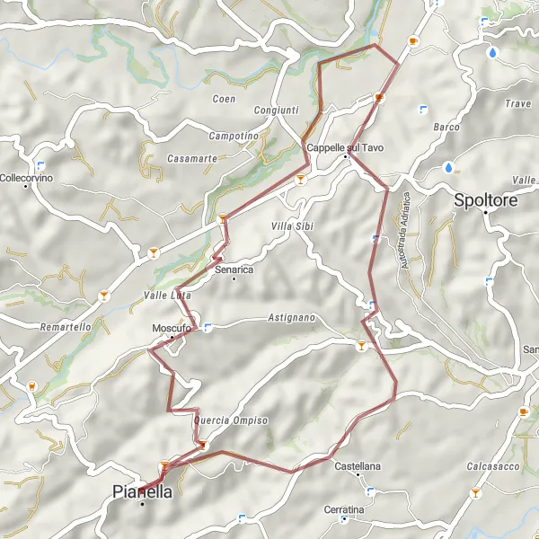 Miniatuurkaart van de fietsinspiratie "Gravel Route naar Moscufo en Cappelle sul Tavo" in Abruzzo, Italy. Gemaakt door de Tarmacs.app fietsrouteplanner