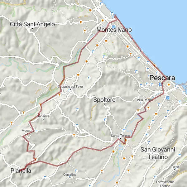 Karten-Miniaturansicht der Radinspiration "Die Moscufo-Pianella Tour" in Abruzzo, Italy. Erstellt vom Tarmacs.app-Routenplaner für Radtouren