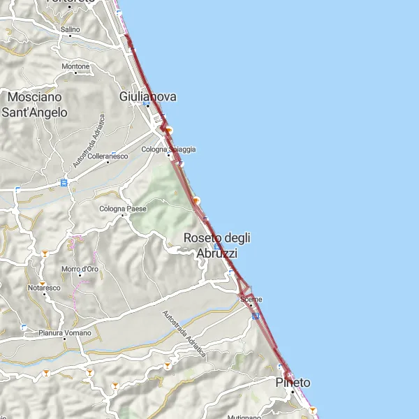 Miniatura mapy "Rowerowa trasa po szutrze z Pineto" - trasy rowerowej w Abruzzo, Italy. Wygenerowane przez planer tras rowerowych Tarmacs.app
